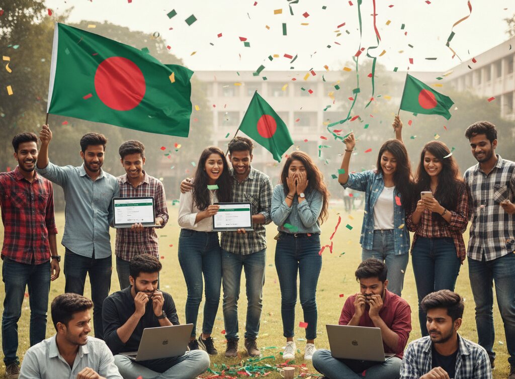 Bangladeshi students checking HSC Result 2025 online